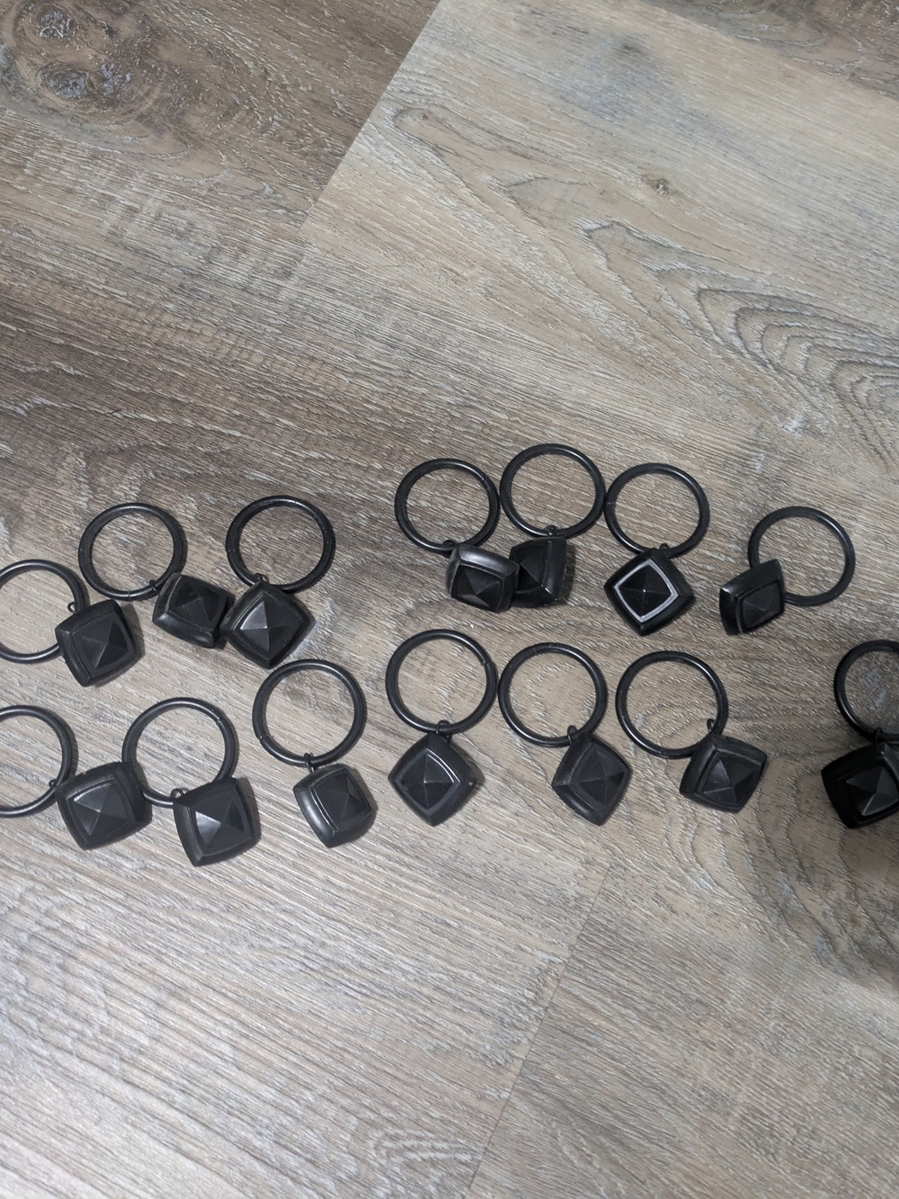 Black Square Shower Curtain Hooks - Set of 14